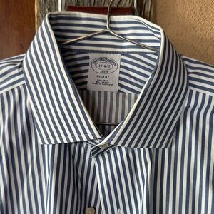 Brooks Brothers Navy and White Striped Dress Shirt